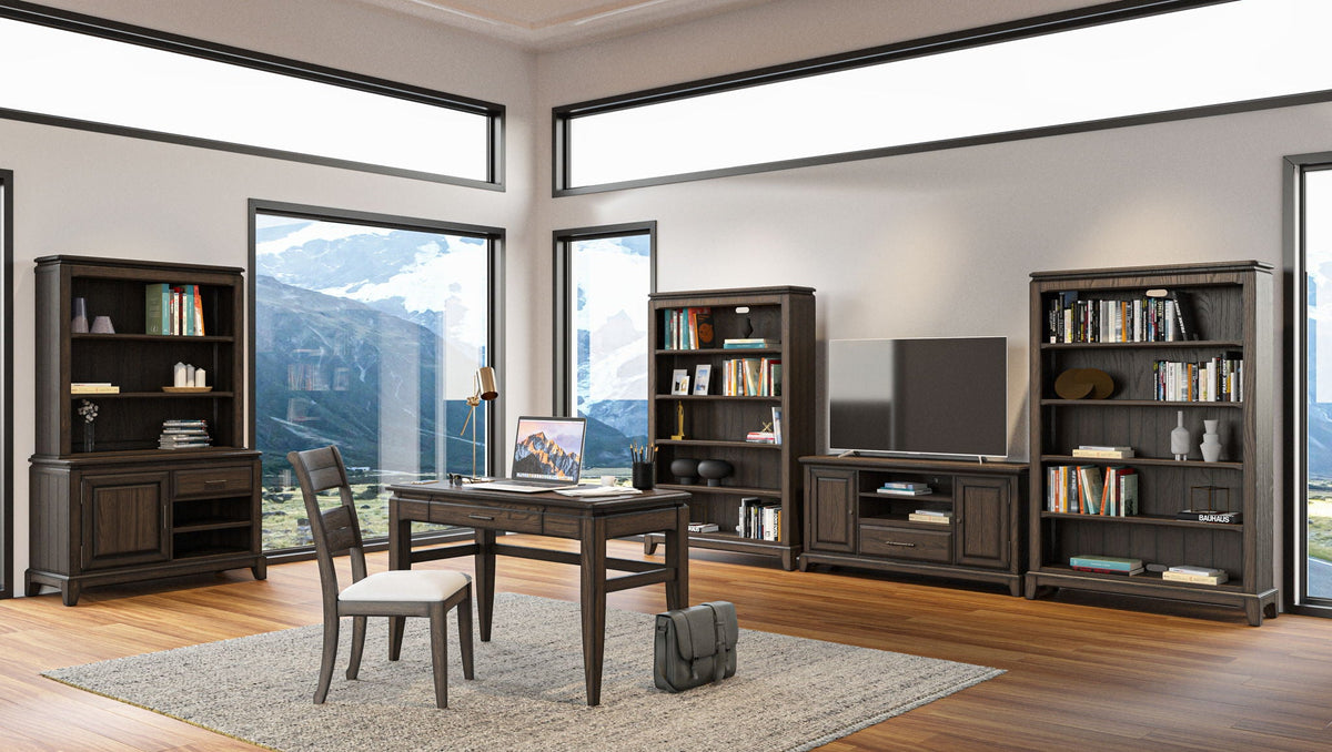 Chocolate Bookcase with Durable Solid Wood & MDF Construction - 72-Inch Height