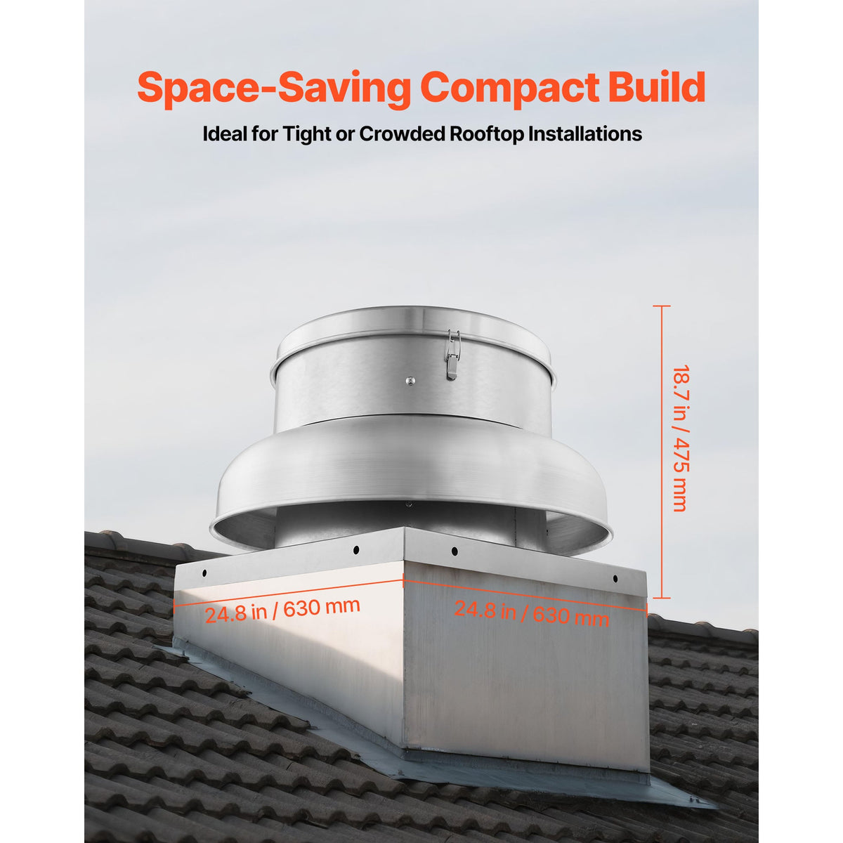 Roof Exhaust Fan with High-Power Motor and Adjustable Airflow - Aluminum Alloy