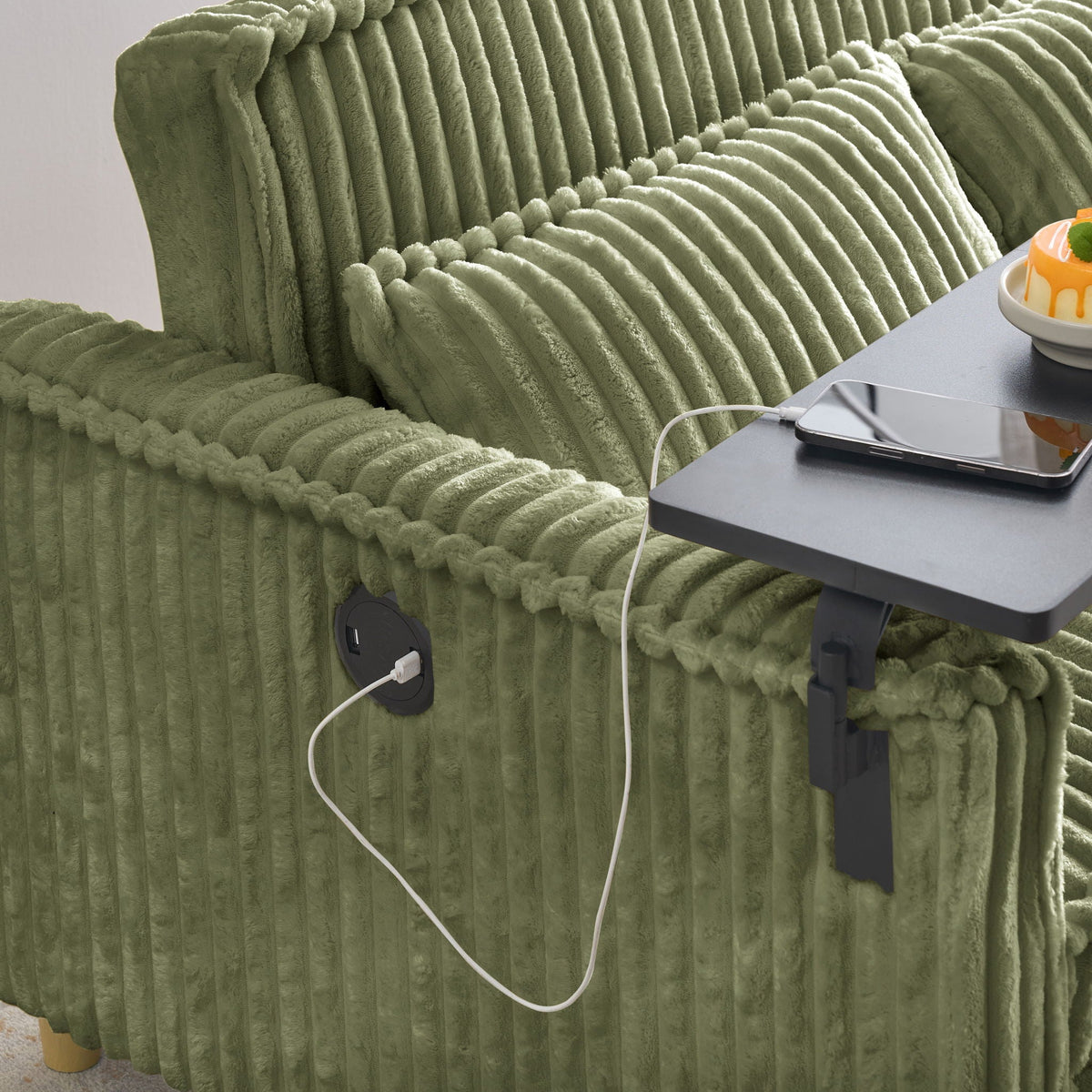 Pull Out Sofa With Movable Tabletop and USB Ports - Multiple Colors