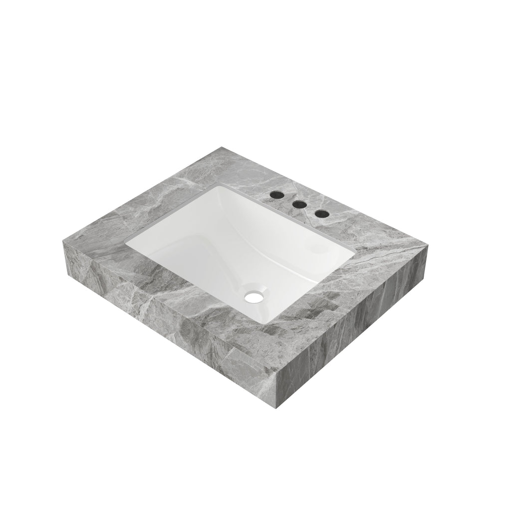 24" Muri Bathroom Vanity with Sintered Stone Countertop - Light Gray