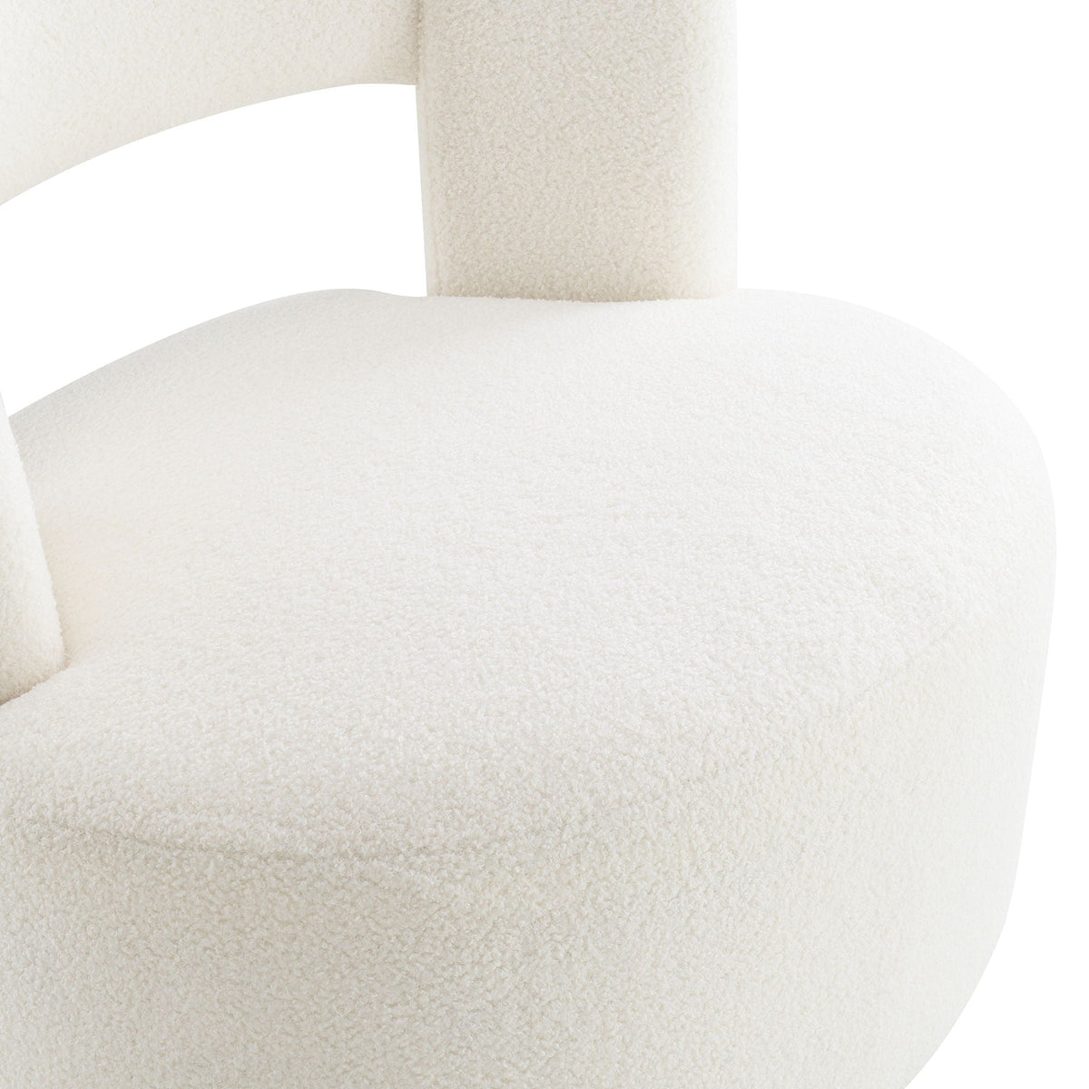 Swivel Barrel Chair with Soft Teddy Fabric - Beige