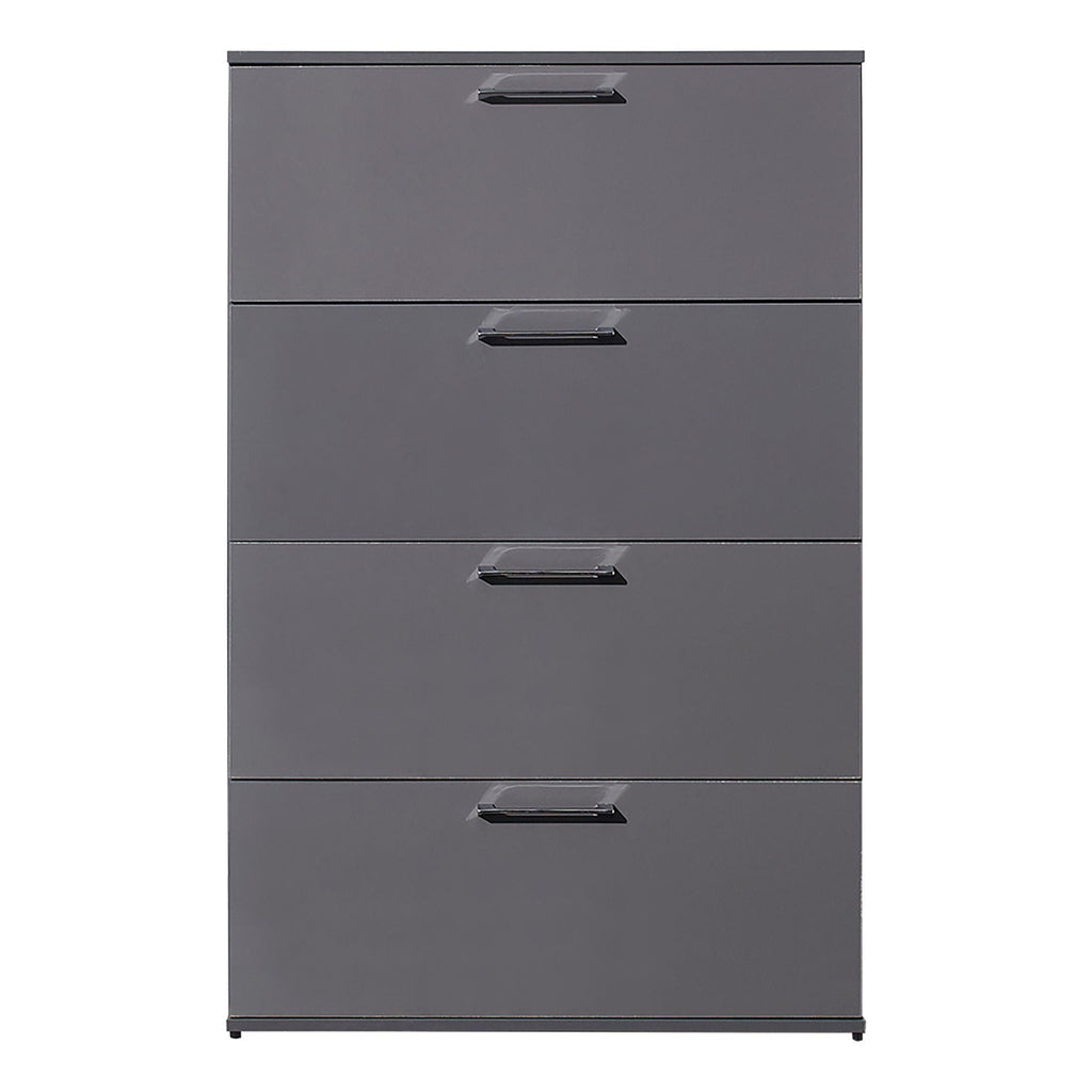 Glossy 4 Drawer Accent Chest with Deep Storage - Dark Gray or White