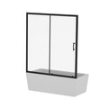 Sliding Shower Door for Bathtub with Safety Glass - Matte Black