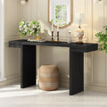 60-Inch Console Table with Geometric Design and Adjustable Feet - Black or Navy Blue