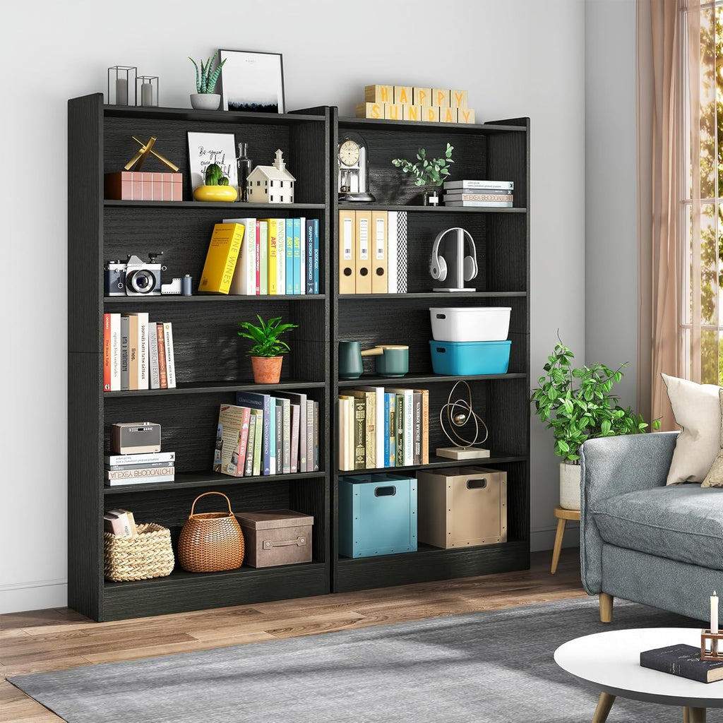 Library Bookshelf With Storage - Multiple Heights Available - White or Black