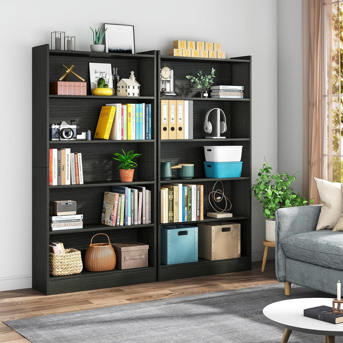 Library Bookshelf With Storage - Multiple Heights Available - White or Black