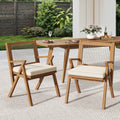 Acacia Wood Patio Dining Chair Set with Water-Repellent Cushions - Grey Rope