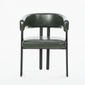 Modern Upholstered Barrel Dining Chair Set with Curved Back and Armrests - White, Dark Green, Black