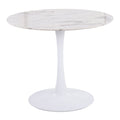 Modern Dining Table with Marble Top and Pedestal Base - White or Black