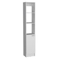 White Linen Cabinet with Adjustable Shelves - 1 Door, 6 Shelves