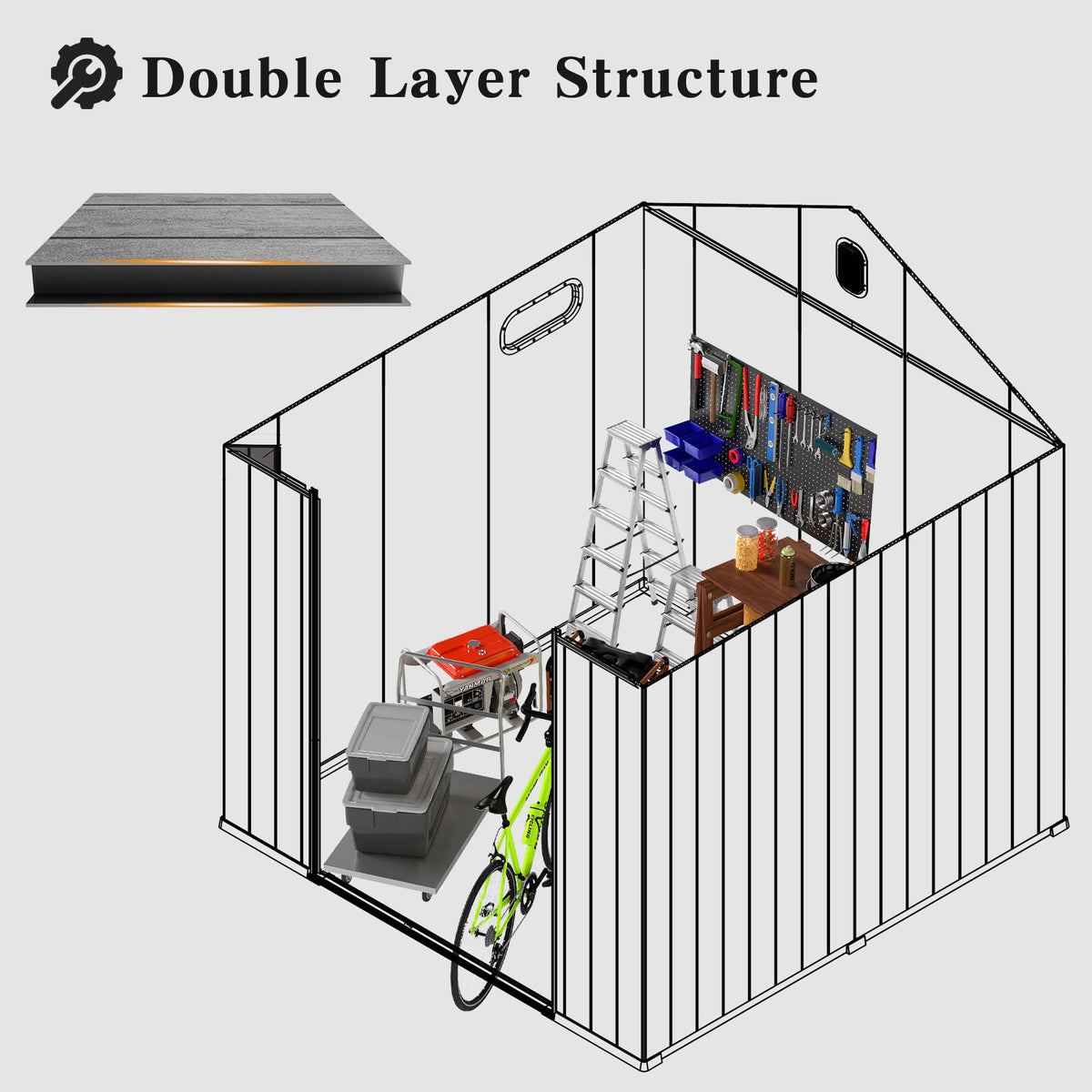 8x8FT Resin Outdoor Storage Shed