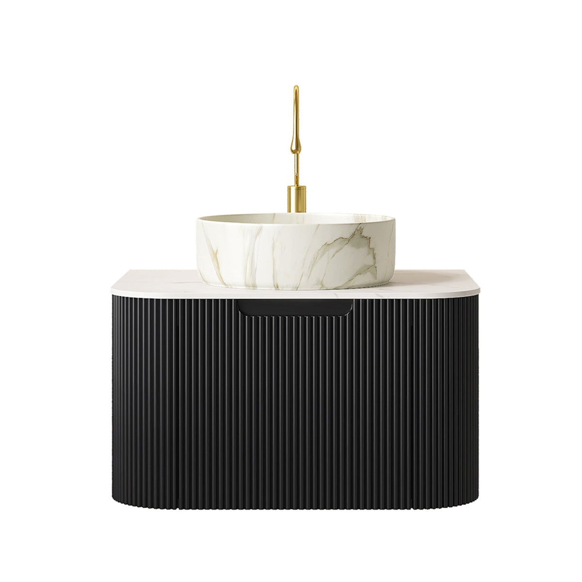 DINA 24" Bathroom Vanity & Sink with Floating Curved Edges - Multiple Finishes