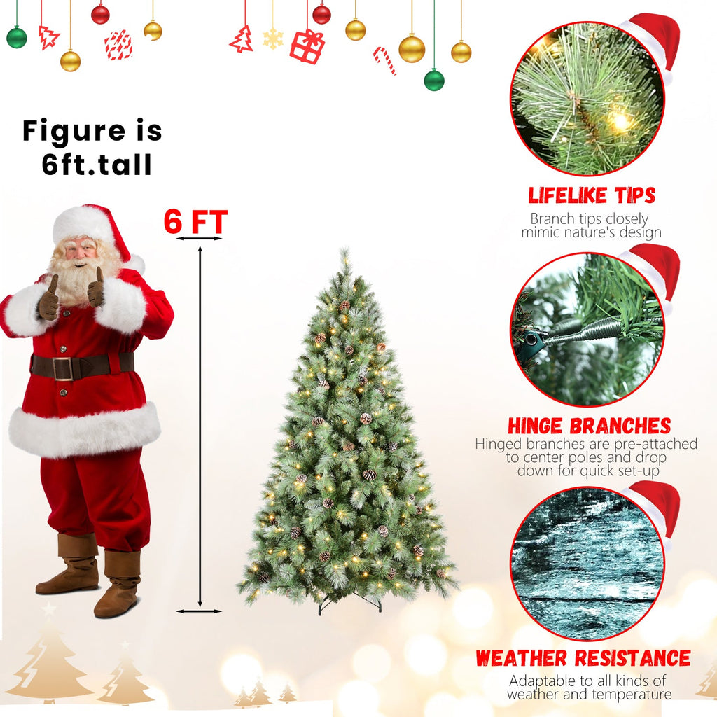 7.5FT Christmas Tree with 450 Warm Lights - PVC Pre-Lit Tree