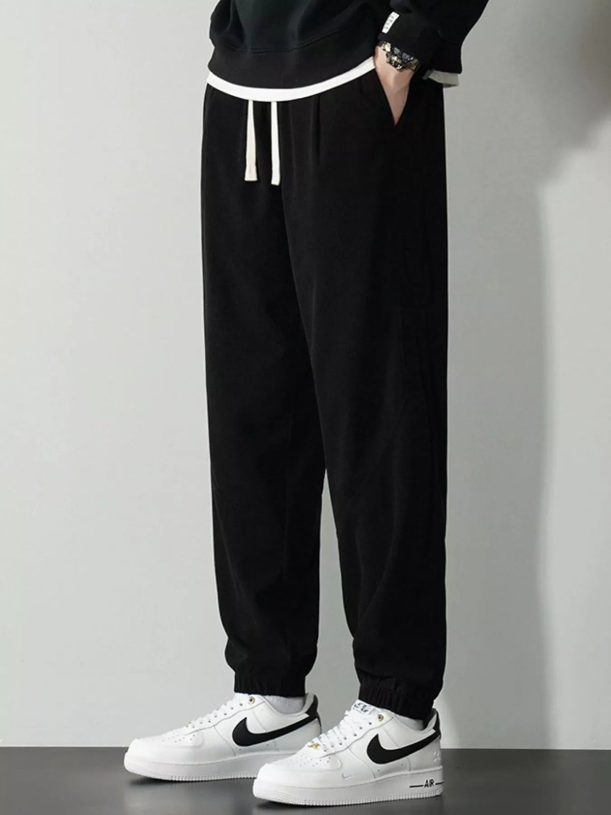Men's Plus Size Drawstring Ankle Pants