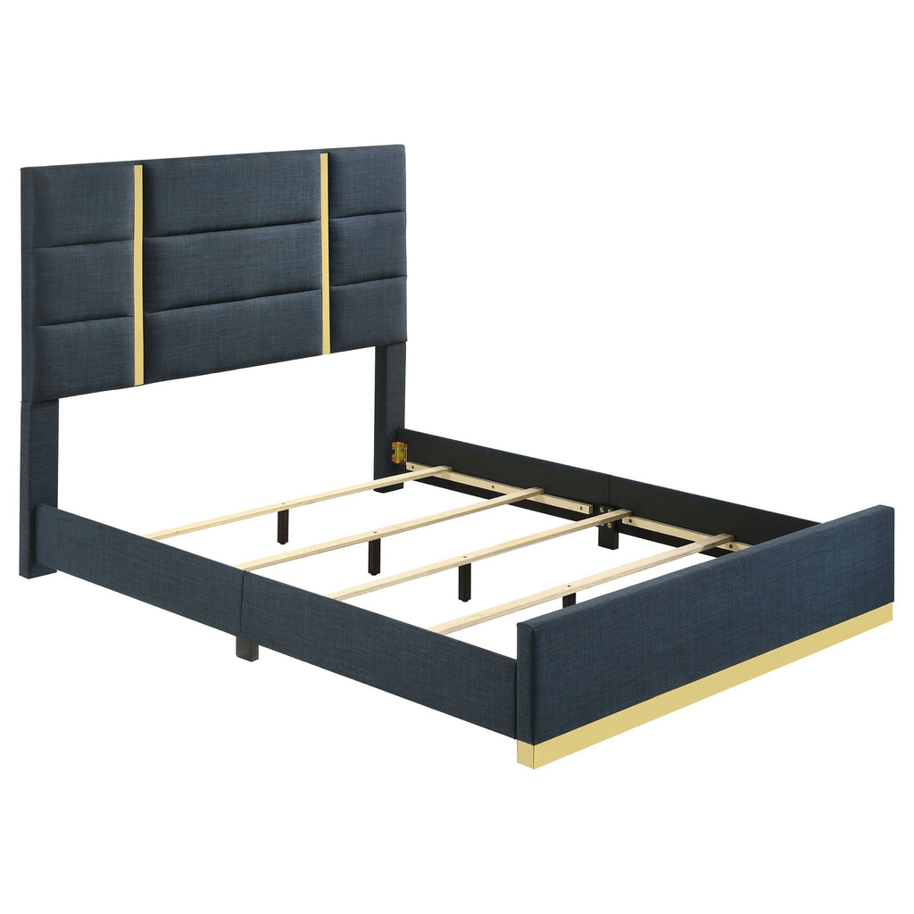 Ines 4-piece Queen Bedroom Set Navy and White High Gloss