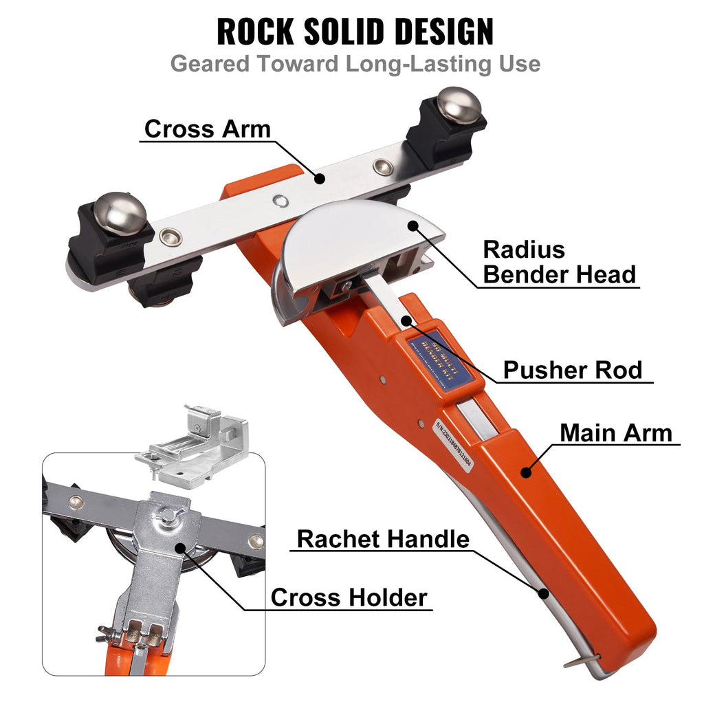 Pipe Tube Bender with Ratchet & Cutter - 1/4" to 7/8" O.D.