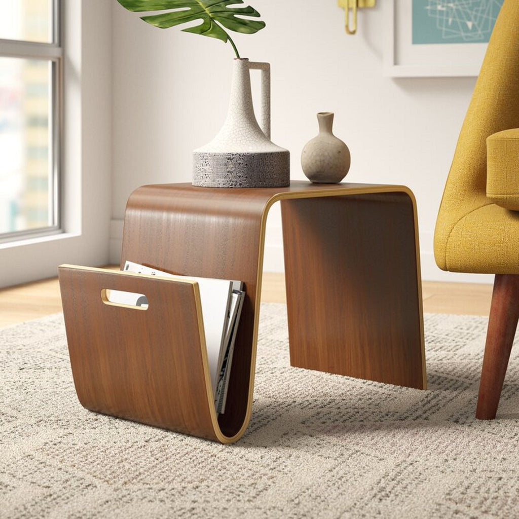 Brookside End Table with Curved Magazine Shelf - Dark Brown or Black