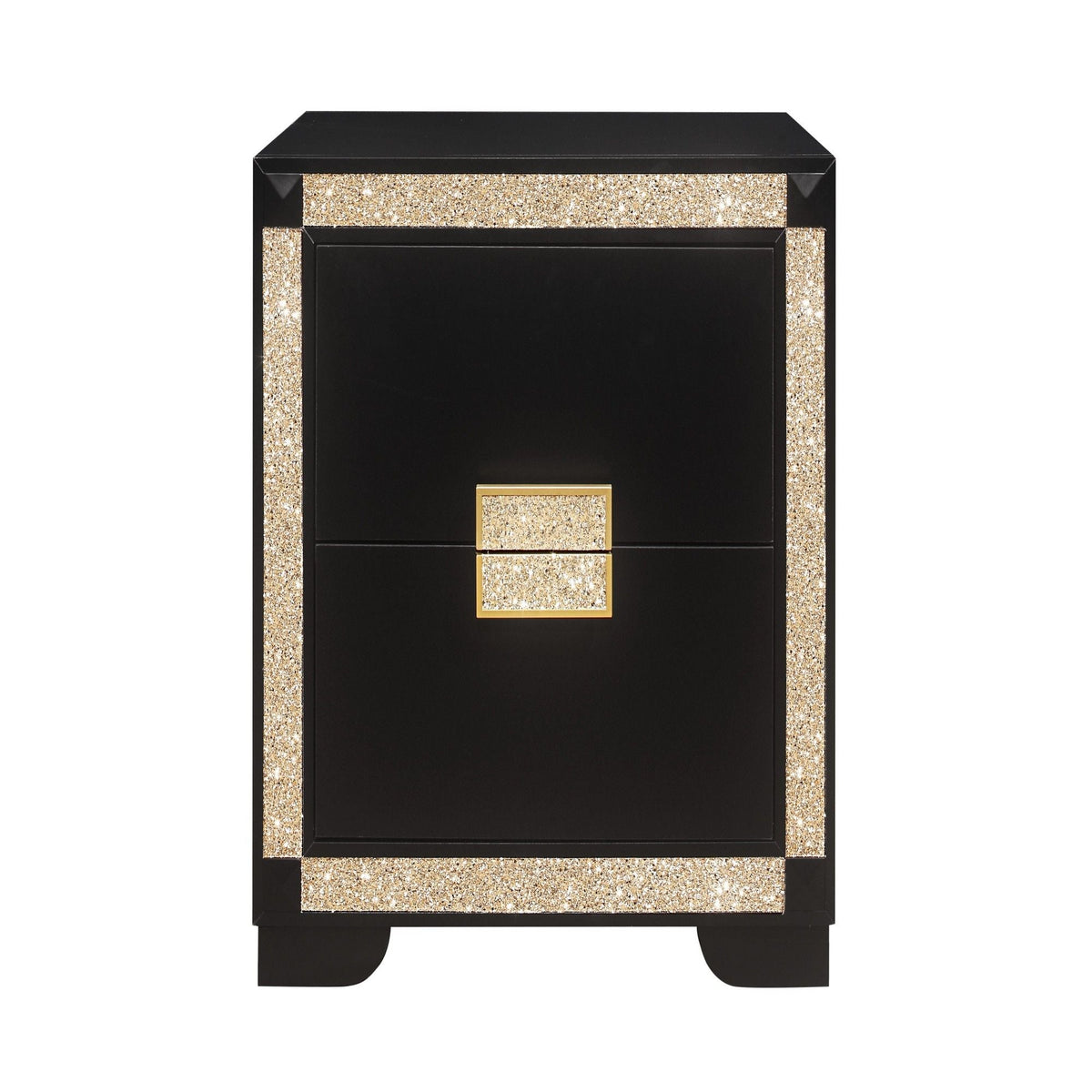 Black 5 Piece Bedroom Set with Glitter Detail and Padded Headboard