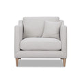 Beige Arm Chair with High Track Arms and Solid Wood Legs