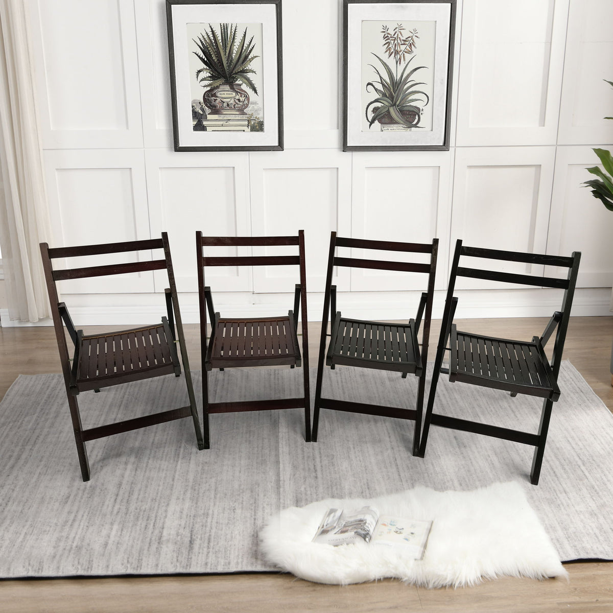Foldable Solid Wood Special Event Chair Set - Set of 4 (Multiple Colors)