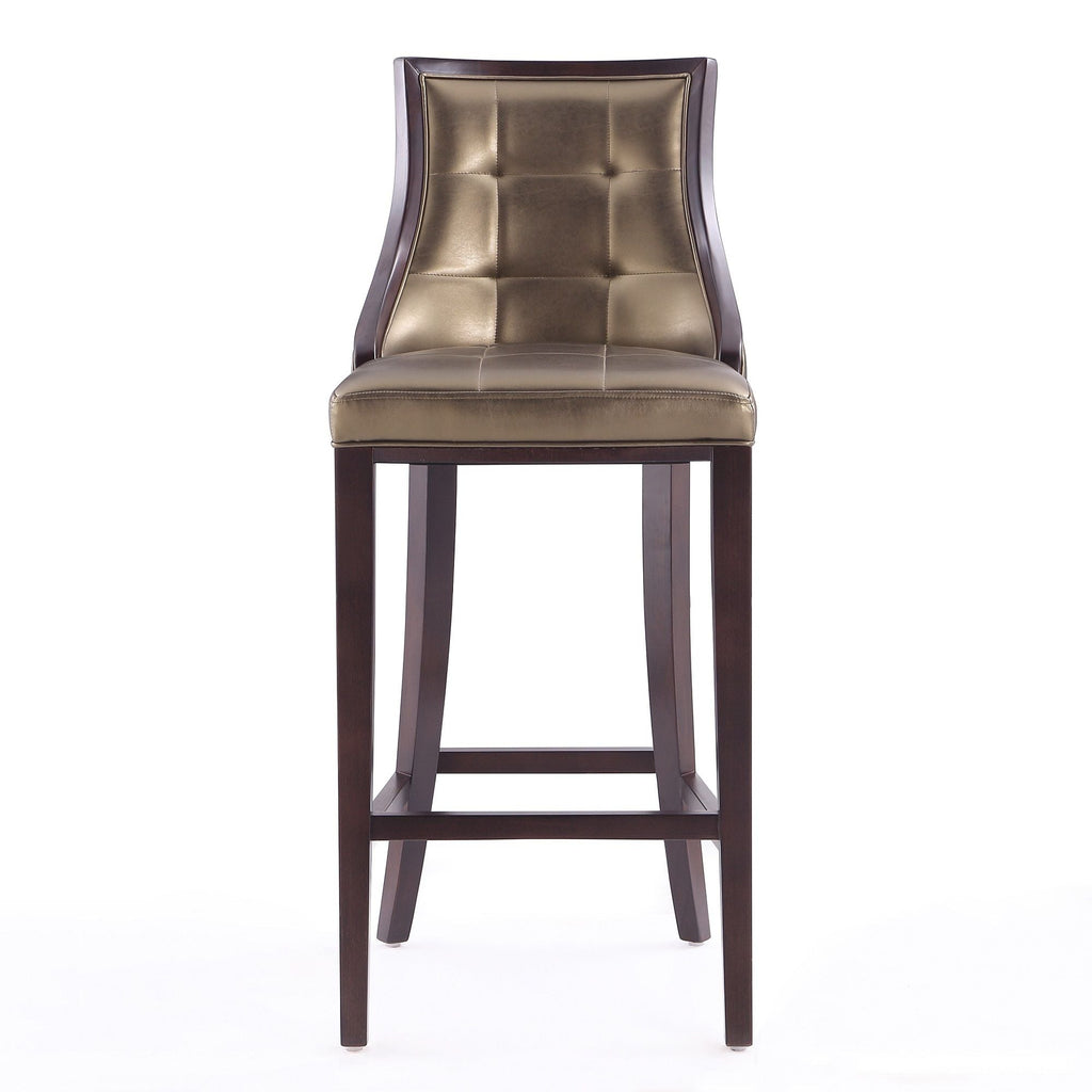 White Bar Height Stool with Solid Wood Frame - Traditional Design