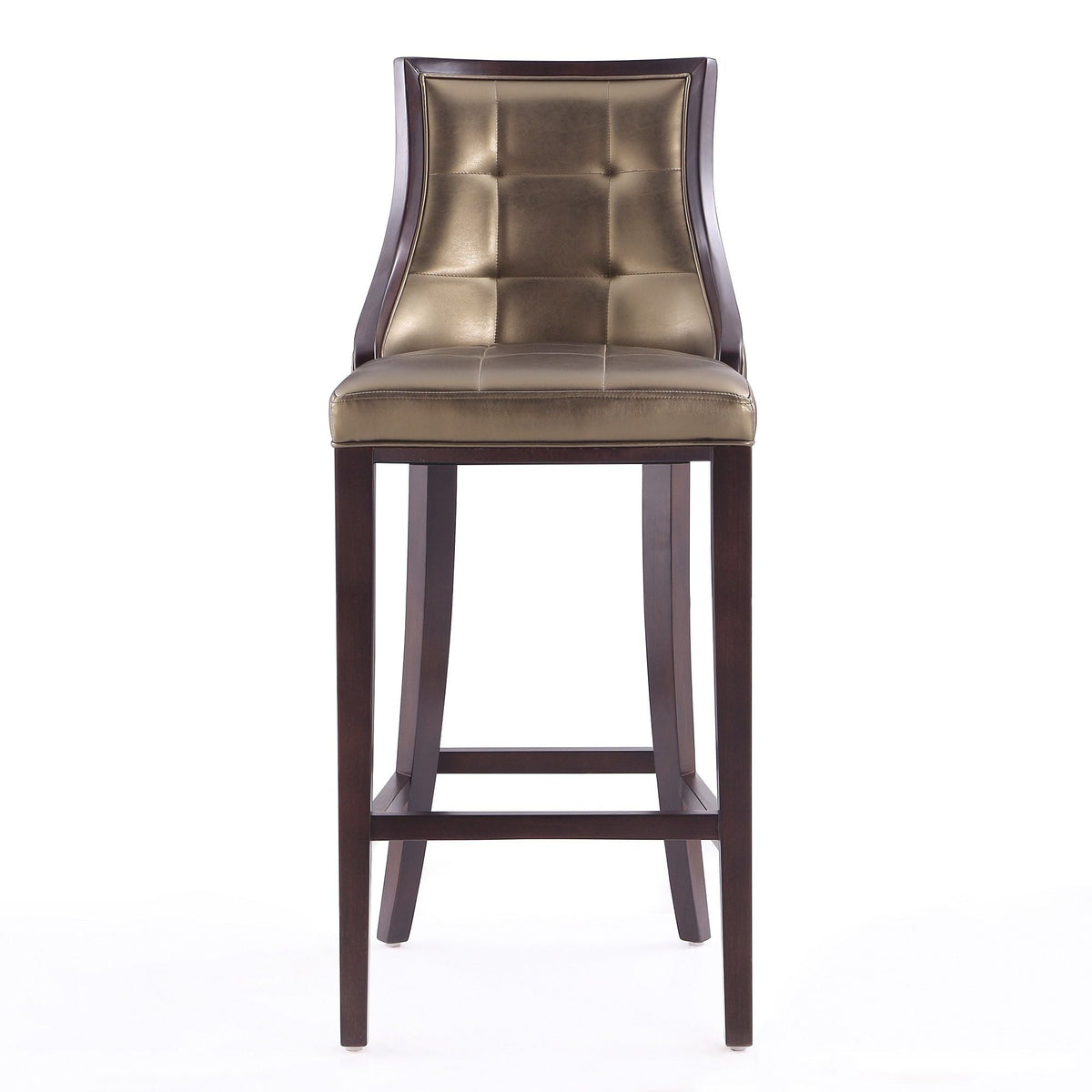 White Bar Height Stool with Solid Wood Frame - Traditional Design