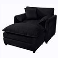 Oversized Chair & Ottoman with Soft Upholstery - Blue or Black