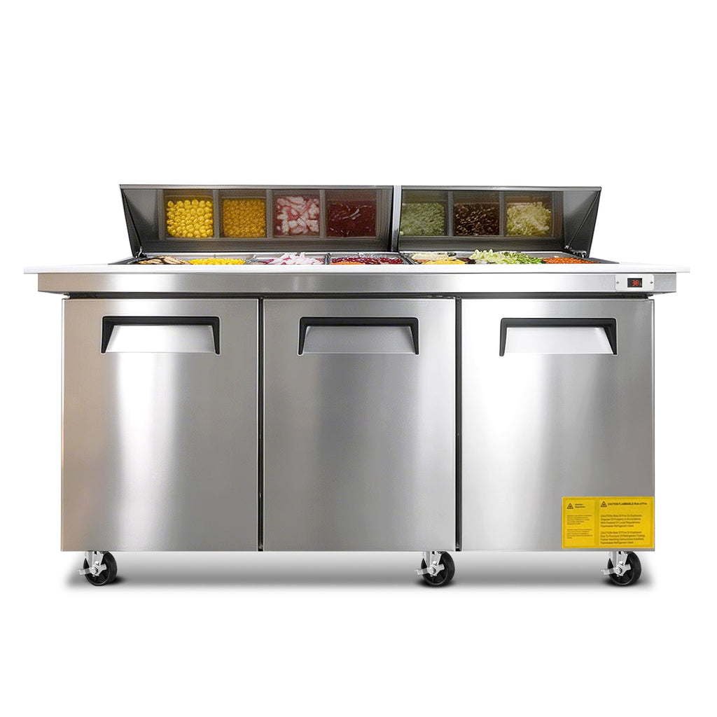 72" Sandwich & Salad Prep Table Refrigerator with Cutting Board - Stainless Steel