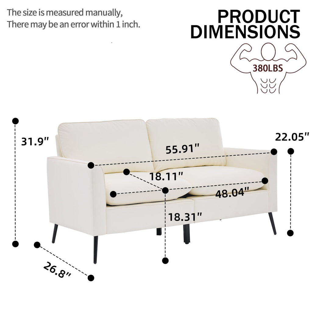 Upholstered Loveseat with Plush Headrest - Multiple Colors