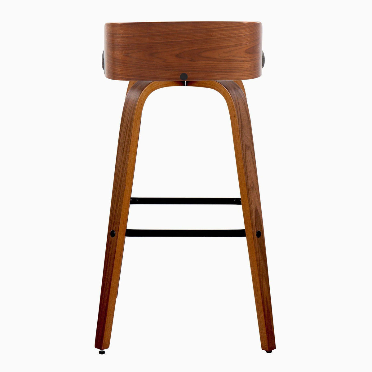 Mid Century Modern Barstool Set with Swivel and Square Footrest - Dark Gray