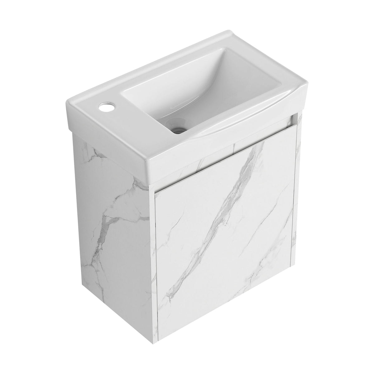 Modern Bathroom Vanity with Ceramic Basin and Storage Cabinet - Light Brown, Black, or White