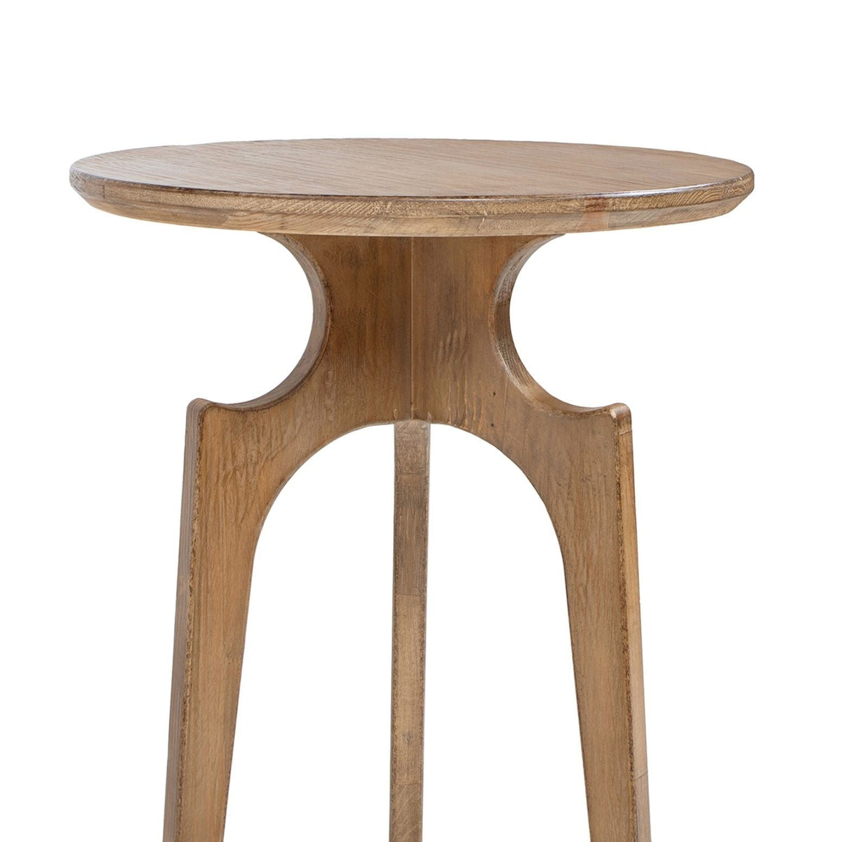 Antique Brown Round Side Table with Reclaimed Pine - Carmel