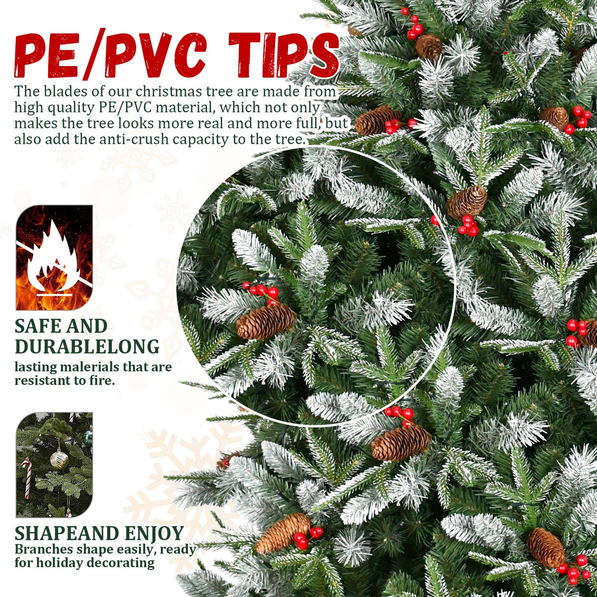 8Ft Christmas Tree with 2850 Tips - Full PVC Holiday Tree