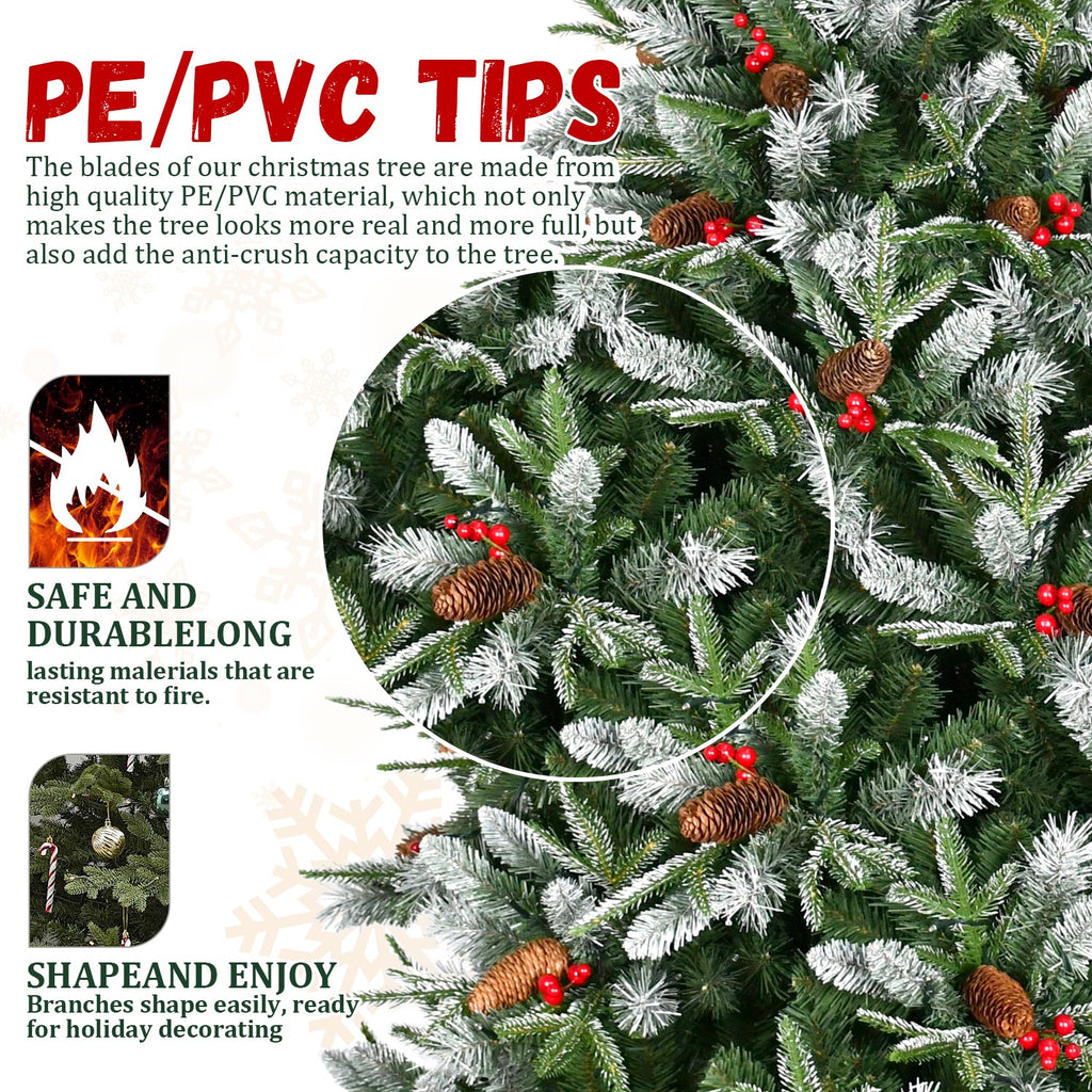 7FT Christmas Tree with 2178 Tips - Full PVC Holiday Decor