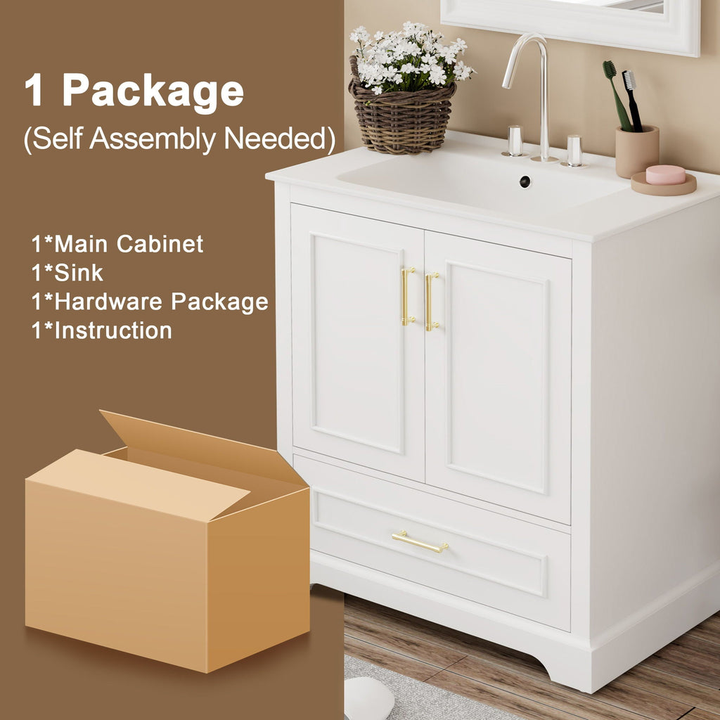 Bathroom Vanity with Sink and Soft Close Doors - White, Black, Green, or Gray