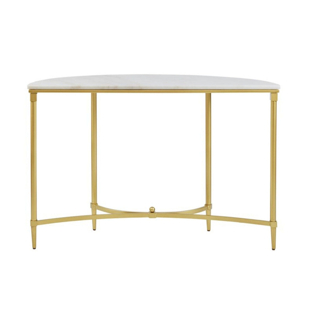 White Marble Console Table with Gold Metal Legs - Bordeaux