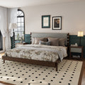 Modern King Bed Frame Set with 2 Nightstands - Wood Bedroom Set