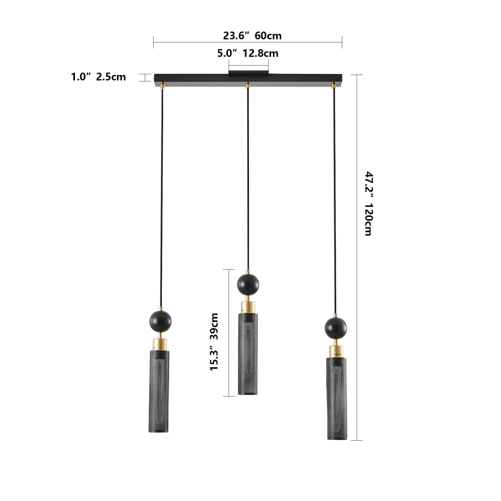 Modern Pendant Chandelier with Adjustable Lighting - Black & Gold