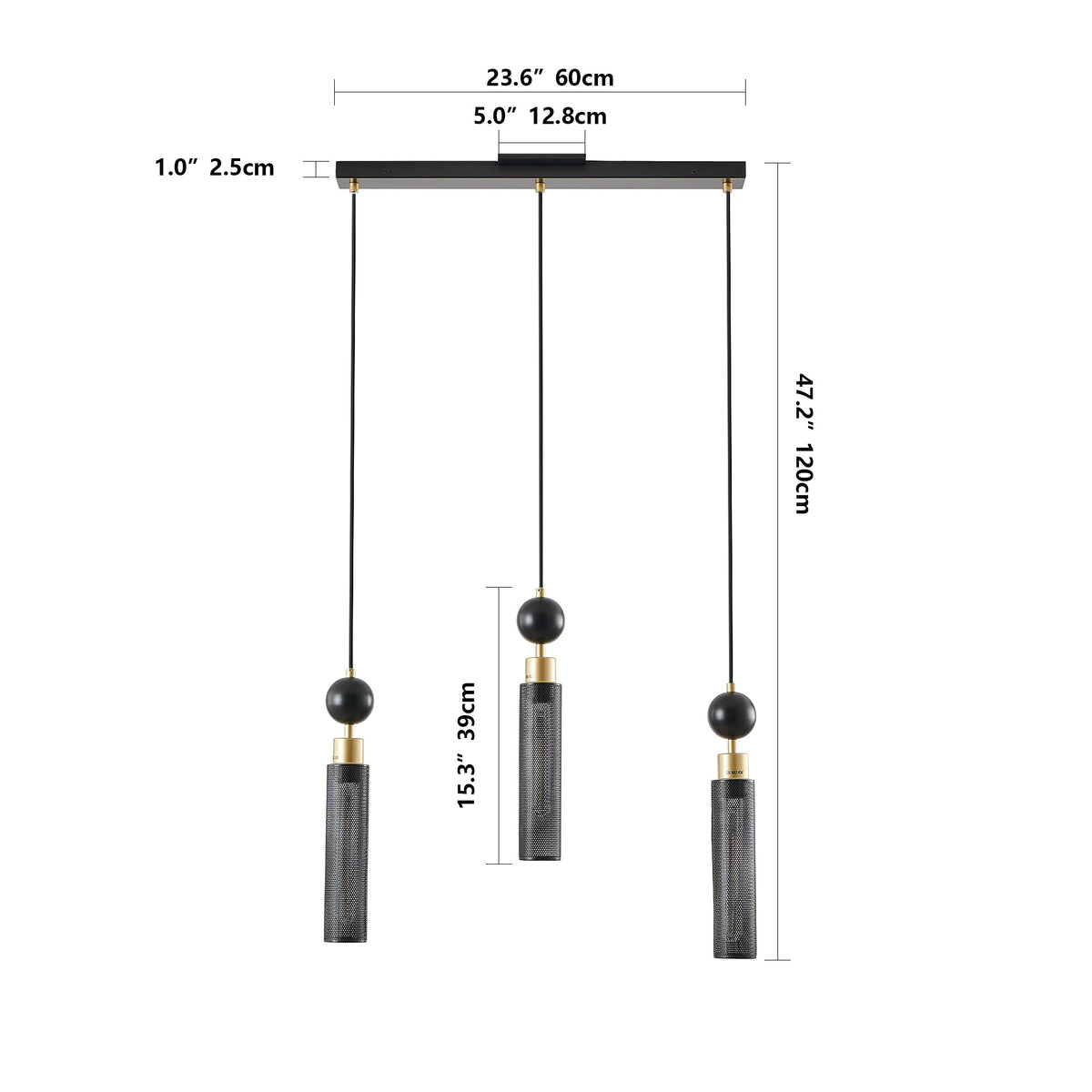Modern Pendant Chandelier with Adjustable Lighting - Black & Gold