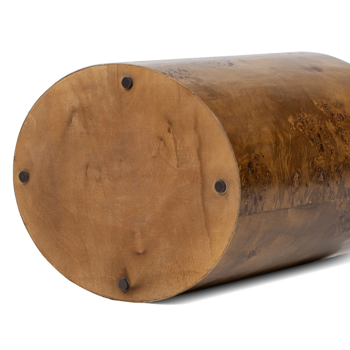 Accent Oval Pillar Side Table with Burl Wood Veneer - Light or Dark Brown