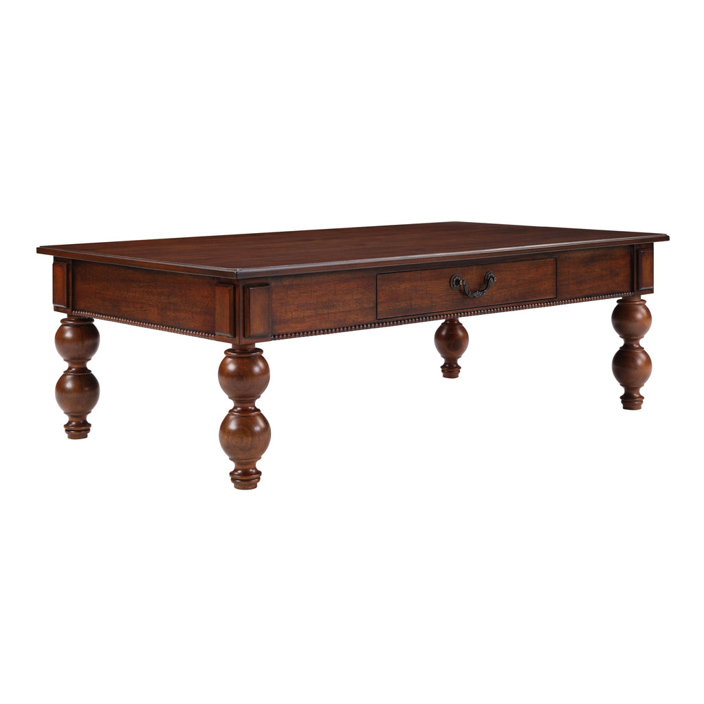 Rectangular Wooden Coffee Table with Storage Drawer - Walnut