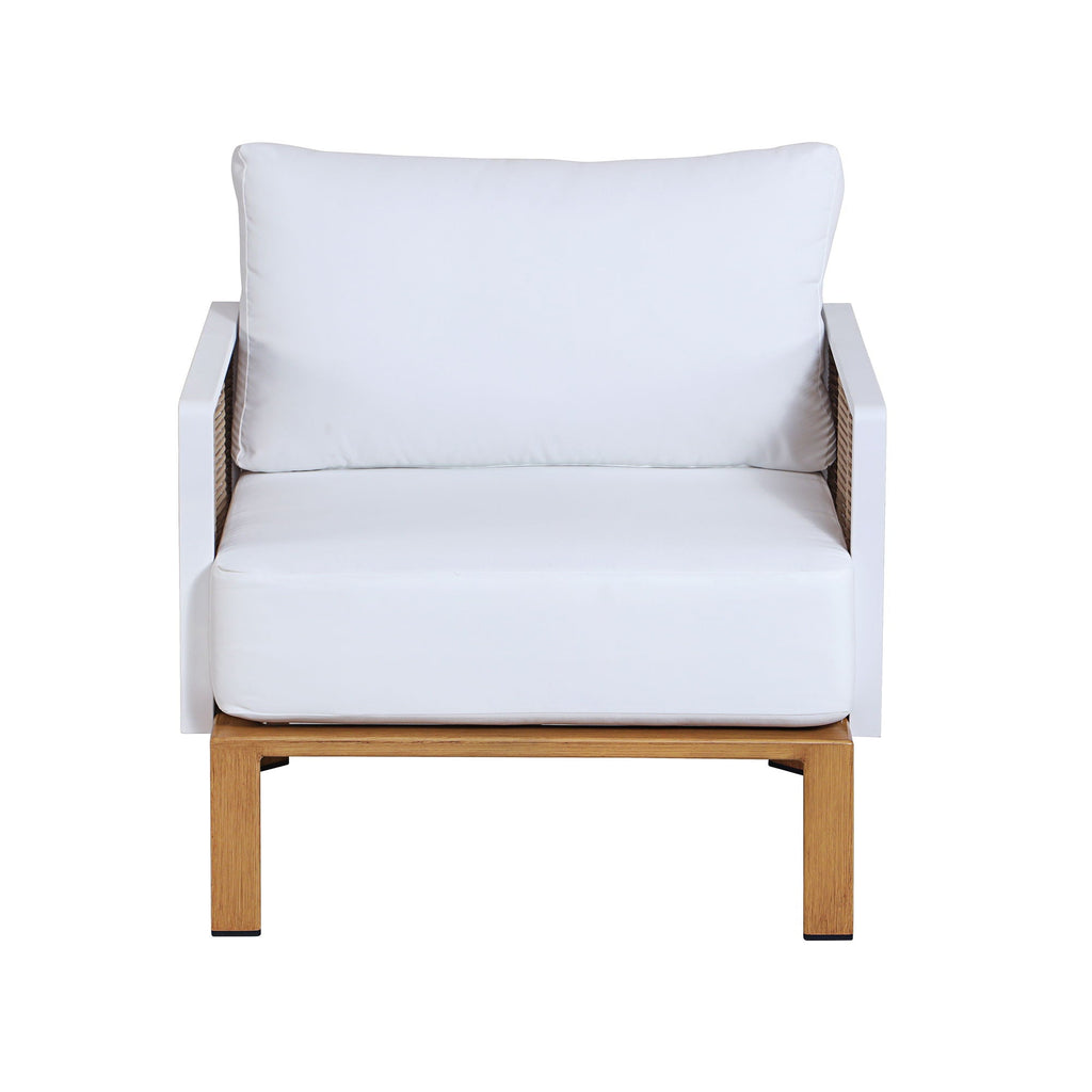 4 Piece Outdoor Conversation Set with Removable Cushions - White