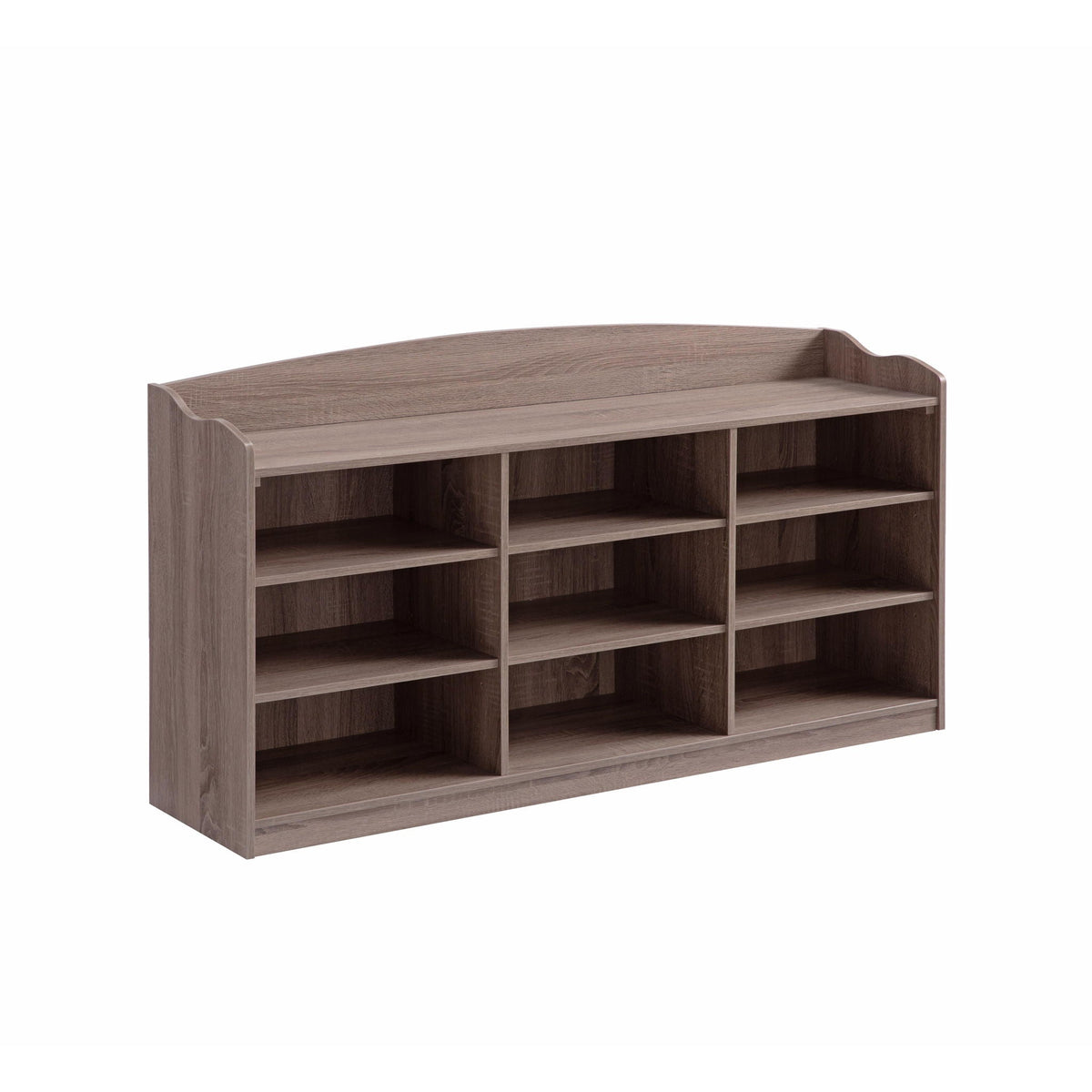 Light Brown Entryway Shoe Storage Bench with Nine Shelves - Shoe Organizer