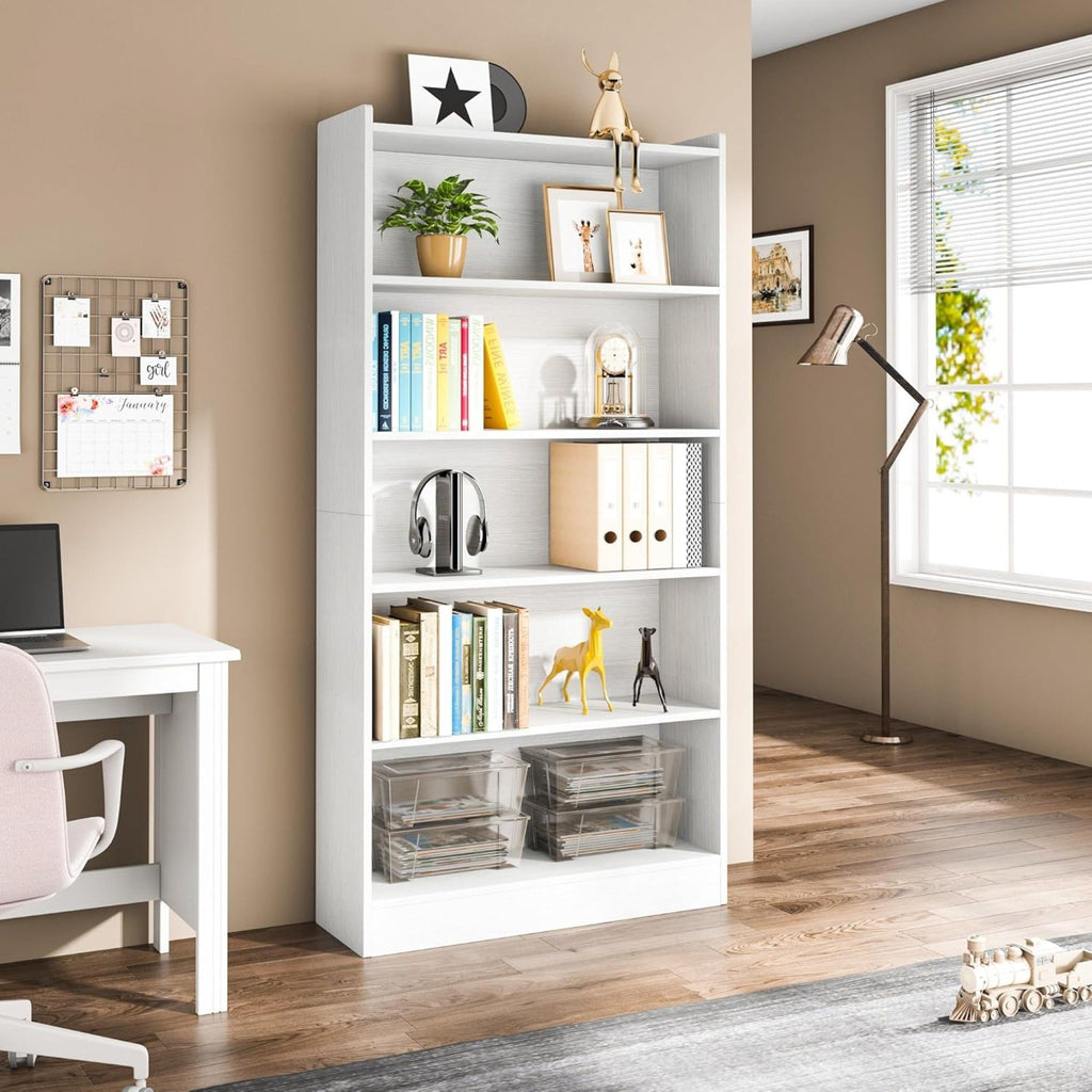 Library Bookshelf With Storage - Multiple Heights Available - White or Black
