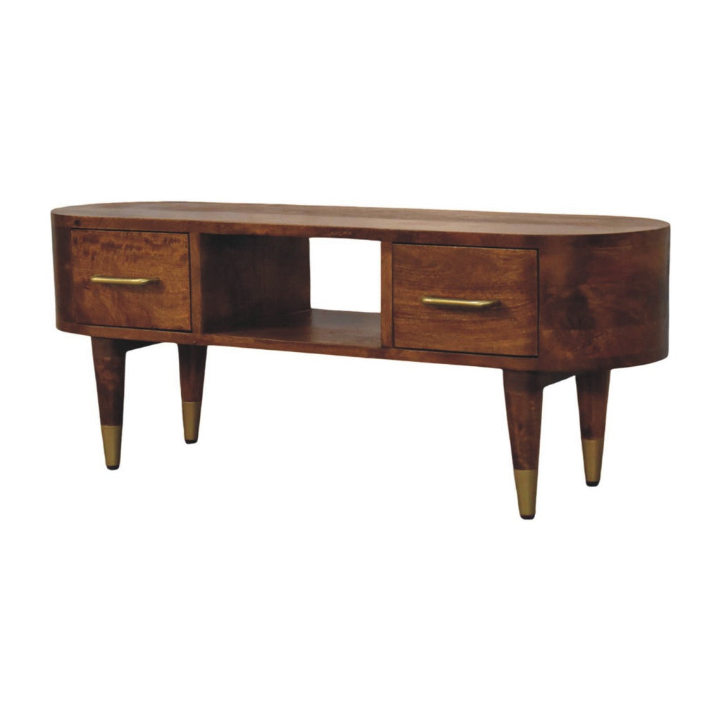 Solid Wood Valenza Media Unit with Storage Drawers - Chestnut