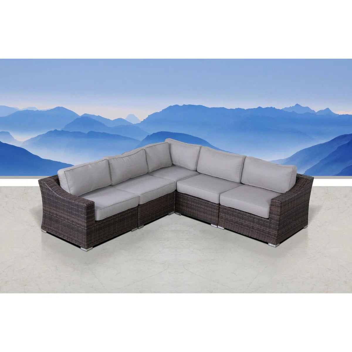 Outdoor Rattan Wicker Sectional Seating Group with Cushions – Gray or Dark Brown