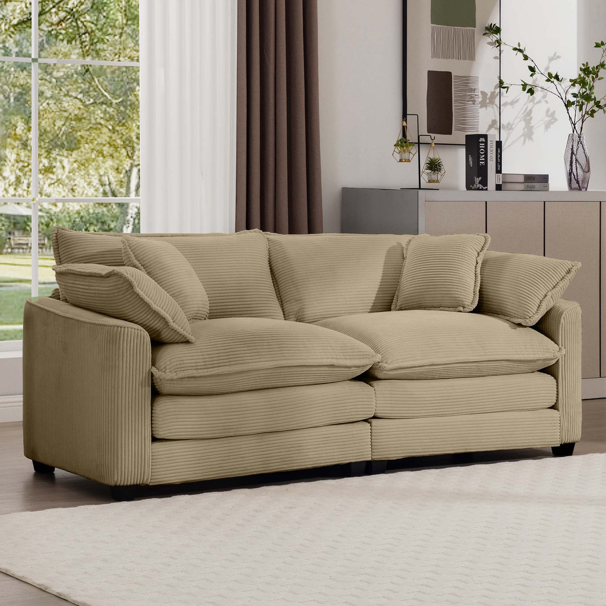 Modern Upholstered Deep Seating Loveseat with 4 Pillows - Multiple Colors