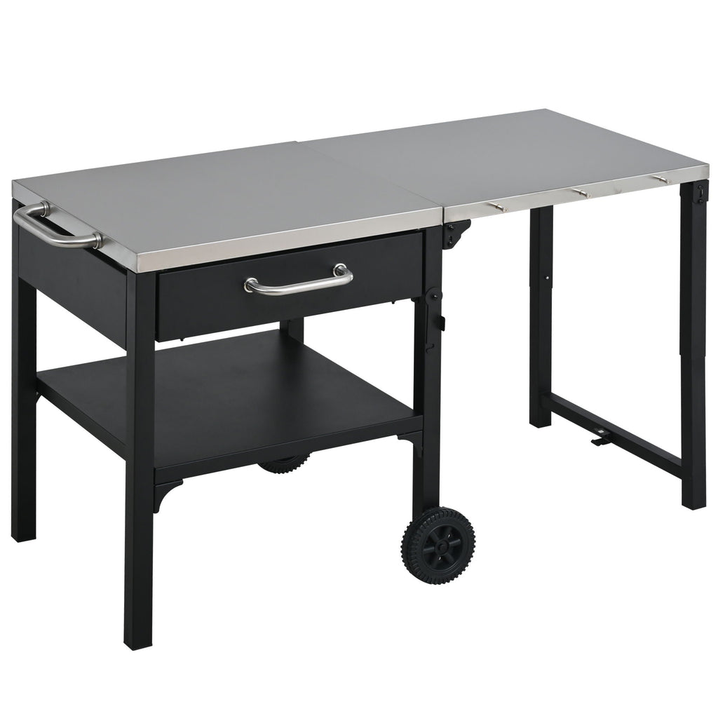 Foldable Outdoor Kitchen Cart with Storage - Black