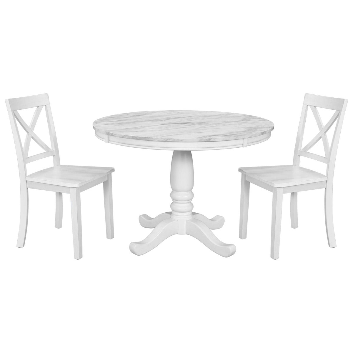 Solid Wood 5 Piece Dining Room Set with Table and 4 Chairs - White or Dark Gray