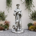 Magnesium Oxide Saint Statue with Lamb - Weatherproof Religious Sculpture